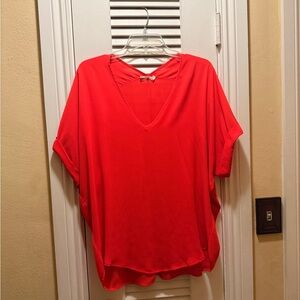 Lush Red Relaxed Dolman Sleeve Blouse